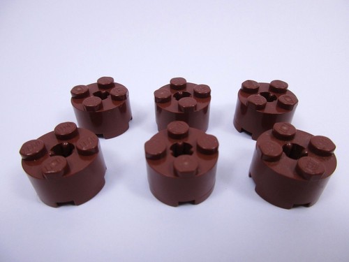 Lego redbrown round brick - lego, x6